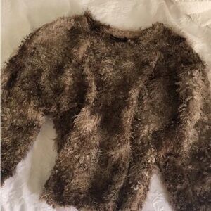 Zara Fuzzy Brown Sweater